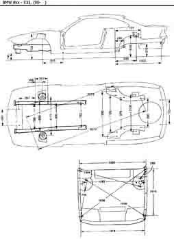 BMW 8. (E31), 90-99. Размеры кузова 3538 - фото 5465